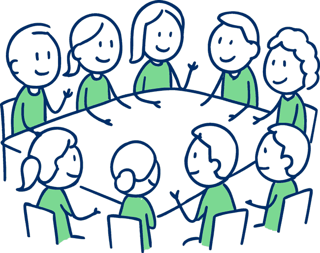 visuel illustration - personnages autour d'une table